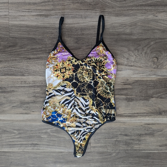 Gold foil animal print thong bodysuit - Picture 4 of 6
